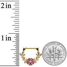 Load image into Gallery viewer, 16G 5/16 Clear Pink Gem Gold Tone Floral Vine Cartilage Clicker
