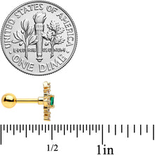 Load image into Gallery viewer, 16G 1/4 Clear Green Gem Gold Tone Art Deco Style Cartilage Tragus
