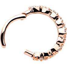 将图片加载到图库查看器，16G 3/8 Clear CZ Gem Rose Gold Tone Textured Hinged Segment Ring
