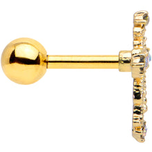 Load image into Gallery viewer, 16G 1/4 Aurora CZ Gem Gold Tone Elegant Cross Cartilage Tragus
