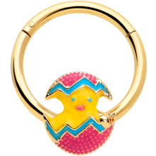 将图片加载到图库查看器，16G 3/8 Gold Tone Fancy Easter Chick Hinged Segment Ring
