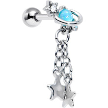Load image into Gallery viewer, 16G 1/4 Clear Blue Gem Saturn Planet Star Dangle Cartilage Tragus
