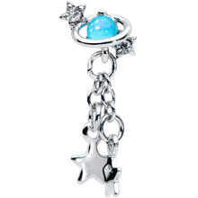 Load image into Gallery viewer, 16G 1/4 Clear Blue Gem Saturn Planet Star Dangle Cartilage Tragus
