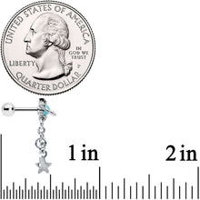 Load image into Gallery viewer, 16G 1/4 Clear Blue Gem Saturn Planet Star Dangle Cartilage Tragus
