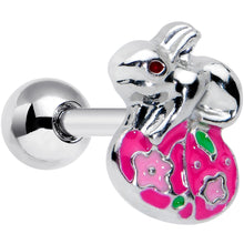 Load image into Gallery viewer, 16G 1/4 Pink Gem Easter Egg Easter Bunny Cartilage Tragus Earring

