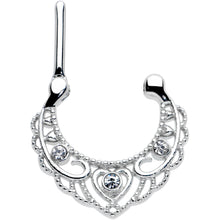Load image into Gallery viewer, 16G 5/16 Clear Gem Textured Baroque Heart Cartilage Clicker
