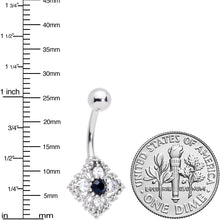 将图片加载到图库查看器，Clear Blue Gem Textured Rhombus Cross Belly Ring

