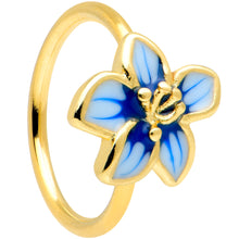 Load image into Gallery viewer, 20G 5/16 Gold Tone White Blue Flower Nose Hoop
