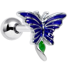 Load image into Gallery viewer, 16G 1/4 Beautiful Blue Butterfly Cartilage Tragus Earring
