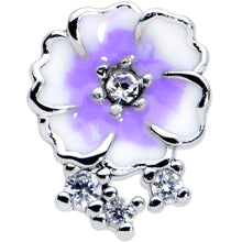 Load image into Gallery viewer, 16G 5/16 Clear CZ Gem Purple White Flower Labret Monroe Tragus
