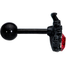 Load image into Gallery viewer, 16G 1/4 Red Gem Black Spider Halloween Cartilage Tragus Earring
