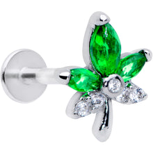 将图片加载到图库查看器，16G 5/16 Clear Green Gem Pot Leaf Labret Monroe Tragus
