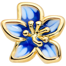Load image into Gallery viewer, 20G 1/4 Gold Tone White Blue Flower Nose Bone
