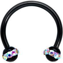 Load image into Gallery viewer, 16G 3/8 Aurora Gem Black Banded Horseshoe Circular Barbell
