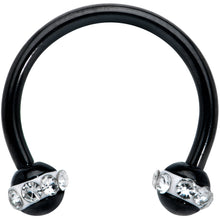 Load image into Gallery viewer, 16G 3/8 Clear Gem Black Banded Horseshoe Circular Barbell
