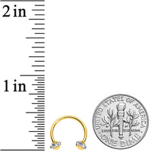 Load image into Gallery viewer, 16G 3/8 Clear Gem Gold Tone Banded Horseshoe Circular Barbell
