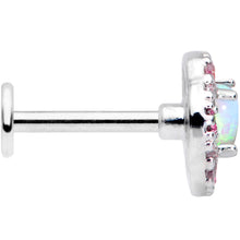 Load image into Gallery viewer, 16G 5/16 White Synthetic Opal Glam Oval Labret Monroe Tragus
