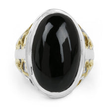 Load image into Gallery viewer, Two Tone Plated 10.92 Carat Genuine Black Onyx .925 Sterling Silver Ring
