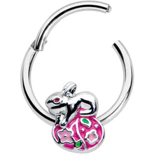 Load image into Gallery viewer, 16G 3/8 Pink Gem Easter Egg Easter Bunny Hinged Segment Ring
