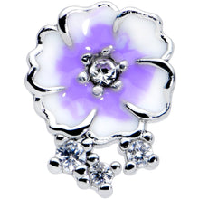 Load image into Gallery viewer, 16G 1/4 Clear CZ Gem White Purple Flower Cartilage Tragus Earring
