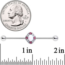 Load image into Gallery viewer, 14G White Synthetic Opal Glam Oval Industrial Barbell 38mm
