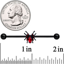 将图片加载到图库查看器，14G Red Gem Black Sexy Spider Halloween Industrial Barbell 38mm
