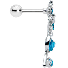 Load image into Gallery viewer, 16G 1/4 Blue Gem Sunflower Blossoms Cartilage Tragus Earring
