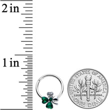 将图片加载到图库查看器，16G 3/8 Clear Green Gem Shamrock St Patricks Hinged Segment Ring
