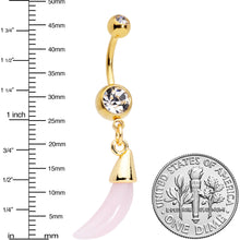 将图片加载到图库查看器，Clear Pink Gem Gold Tone Crescent Stone Hippie Dangle Belly Ring
