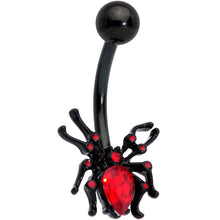 Load image into Gallery viewer, Red Gem Black Sexy Little Spider Halloween Belly Ring
