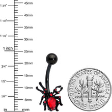 Load image into Gallery viewer, Red Gem Black Sexy Little Spider Halloween Belly Ring
