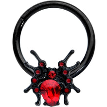 将图片加载到图库查看器，16G 3/8 Red Gem Black Spider Halloween Hinged Segment Ring
