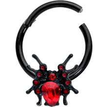 将图片加载到图库查看器，16G 3/8 Red Gem Black Spider Halloween Hinged Segment Ring
