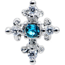 Load image into Gallery viewer, 16G 5/16 Clear Blue Gem Renaissance Cross Labret Monroe Tragus
