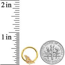 Load image into Gallery viewer, 16G 3/8 Clear CZ Gem Gold Tone Butterfly Hinged Segment Ring
