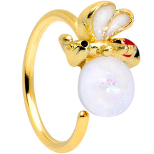Load image into Gallery viewer, 20G 5/16 White Faux Opal Gold Tone Insect Nose Hoop
