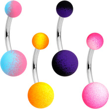 Load image into Gallery viewer, Purple Pink Orange Red Ombre Soft Finish Navel Ring Set of 4
