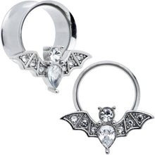 Load image into Gallery viewer, Clear Gem Bat Halloween Double Flare Tunnel Plug Set
