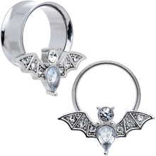Load image into Gallery viewer, Clear Gem Bat Halloween Double Flare Tunnel Plug Set
