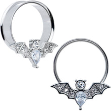 Load image into Gallery viewer, Clear Gem Bat Halloween Double Flare Tunnel Plug Set
