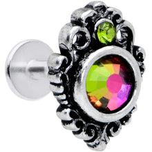 Load image into Gallery viewer, 16G 1/4 Orange Green Tourmaline Fire Labret Monroe Tragus
