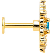 Load image into Gallery viewer, 16G 1/4 Clear Blue Gem Gold Tone Royal Heart Labret Monroe Tragus
