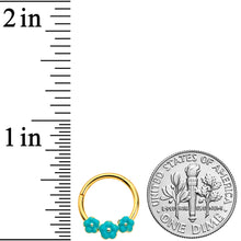 将图片加载到图库查看器，16G 3/8 Gold Tone Little Green Flower Hinged Segment Ring
