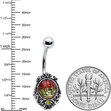 Load image into Gallery viewer, Sunset Tourmaline Orb Belly Ring
