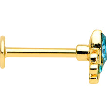 Load image into Gallery viewer, 16G 5/16 Blue Gem Gold Tone Elegant Diadem Labret Monroe Tragus
