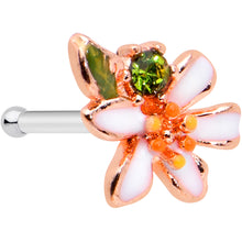 Load image into Gallery viewer, 20G 1/4 Green CZ Gem Rosy Bold Flower Nose Bone
