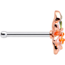 Load image into Gallery viewer, 20G 1/4 Green CZ Gem Rosy Bold Flower Nose Bone
