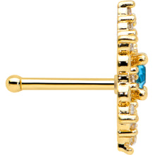 将图片加载到图库查看器，20G 1/4 Clear Blue Gem Gold Tone Royal Heart Nose Bone
