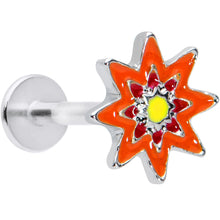 Load image into Gallery viewer, 16G 5/16 Red Orange Yellow Fanciful Flower Labret Monroe Tragus
