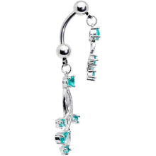 将图片加载到图库查看器，Blue Gem Spray Double Mount Belly Ring
